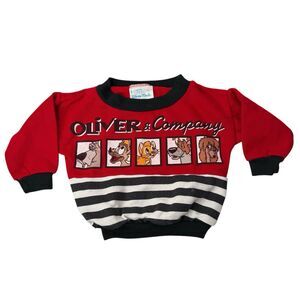 Vintage Disney Magic Oliver & Company Graphic Pullover Kids S 12M 1988 USA Retro